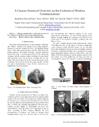 A Cursory Historical Overview on the Evolution of Wireless Communications