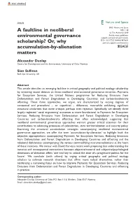 A Faultline in Neoliberal Environmental Governance