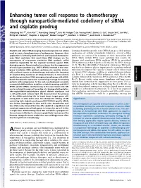 Enhancing Tumor Cell Response to Chemotherapy Through Nanoparticle-Mediated Codelivery of Sirna and Cisplatin Prodrug