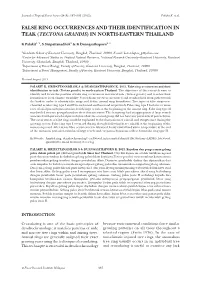 FALSE RING OCCURRENCES and THEIR IDENTIFICATION in TEAK (Tectona Grandis) in NORTH-EASTERN THAILAND