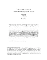 Is There a VA Advantage? Evidence from Dually Eligible Veterans