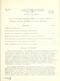 List of Published Material Relating to Paint, Painting