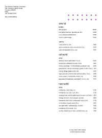 Willows Menu