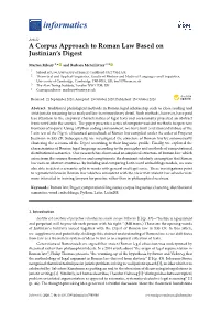 A Corpus Approach to Roman Law Based on Justinian's Digest