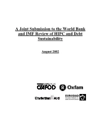 A Joint Submission to the World Bank and IMF Review of HIPC and Debt Sustainability