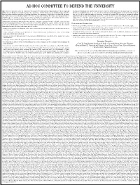 Ad Hoc Committee to Defend the University