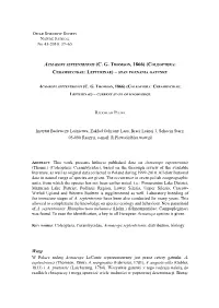 Coleoptera: Cerambycidae), Based on the Thorough Review of the Available Literature, As Well As Original Data Collected in Poland During 1999-2010