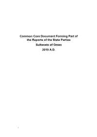 Common Core Document Forming Part of the Reports of the State Parties Sultanate of Oman 2019 A.D