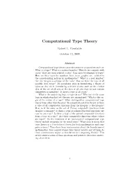 Computational Type Theory