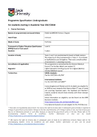 Developing Undergraduate Programme Specifications