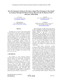 How Do Enterprise Software Providers Adapt Their Strategies to the Cloud? an Analysis Through SAP Hana Journey Based on the Evolution of SAP’S Discourse (2010-2018)