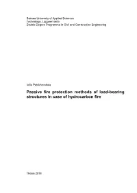 Passive Fire Protection Methods of Load-Bearing Structures in Case of Hydrocarbon Fire