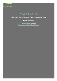 Projectcodemeter Users Manual
