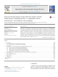 Seasonal Thermal Energy Storage with Heat Pumps and Low Temperatures in Building Projects—A Comparative Review