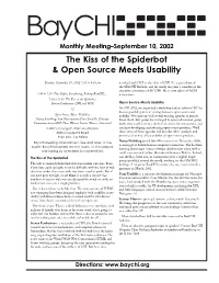The Kiss of the Spiderbot & Open Source Meets Usability