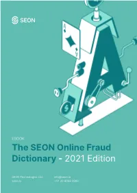 The SEON Online Fraud Dictionary - 2021 Edition