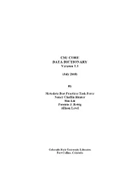 CSU CORE DATA DICTIONARY Version 1.1