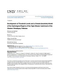 Development of Threshold Levels and a Climate-Sensitivity Model of the Hydrological Regime of the High-Altitude Catchment of the Western Himalayas, Pakistan