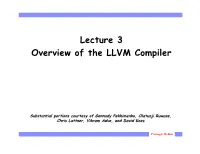 Lecture 3 Overview of the LLVM Compiler