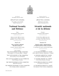 National Security and Defence Se´Curite´ Nationale Et De La De´Fense