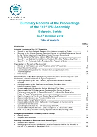 Summary Records of the Proceedings of the 141St IPU Assembly