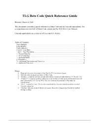 TLG Beta Code Quick Reference Guide