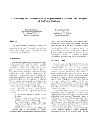 A Taxonomy for Scenario Use in Requirements Elicitation and Analysis of Software Systems