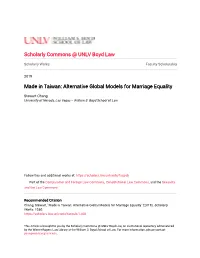 Made in Taiwan: Alternative Global Models for Marriage Equality