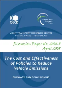 The Cost and Effectiveness of Policies to Reduce Vehicle Emissions
