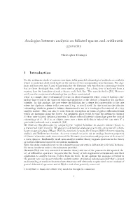 Analogies Between Analysis on Foliated Spaces and Arithmetic Geometry