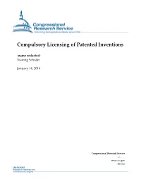 Compulsory Licensing of Patented Inventions