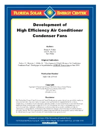 Development of High Efficiency Air Conditioner Condenser Fans
