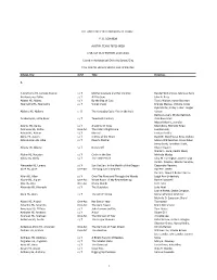 2018 Participation List