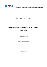Analysis of the Impact Factor of Science Journals
