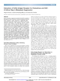 Interaction of Duffy Antigen Receptor for Chemokines and KAI1: a Critical Step in Metastasis Suppression