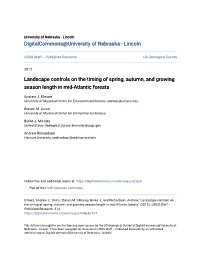 Landscape Controls on the Timing of Spring, Autumn, and Growing Season Length in Mid-Atlantic Forests