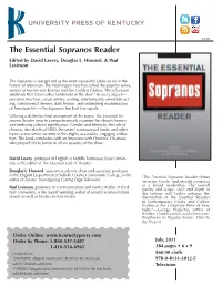 The Essential Sopranos Reader Edited by David Lavery, Douglas L