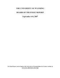 The University of Wyoming Board of Trustees' Report