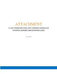 ATTACHMENT 3.7 Ghz TRANSITION FINAL COST CATEGORY SCHEDULE of POTENTIAL EXPENSES and ESTIMATED COSTS