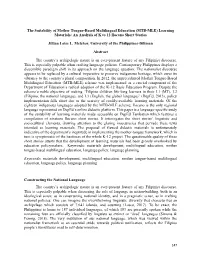(MTB-MLE) Learning Materials: an Analysis of K to 12 Ilocano Short Stories