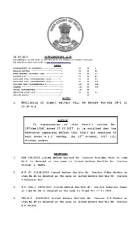 NOTES 1. Mentioning of Urgent Matters Will Be Before Hon'ble DB-I at 10.30 A.M