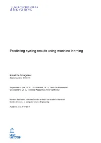 Predicting Cycling Results Using Machine Learning