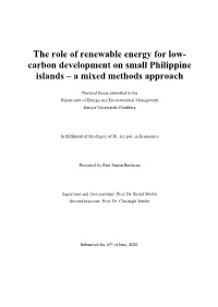 The Role of Renewable Energy for Low- Carbon Development on Small Philippine Islands – a Mixed Methods Approach