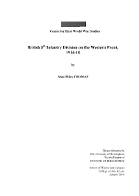 British 8Th Infantry Division on the Western Front, 1914-1918