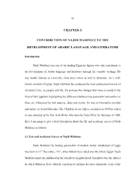 Chapter-2 Contribution of Najiib Mahfouz to the Development Of
