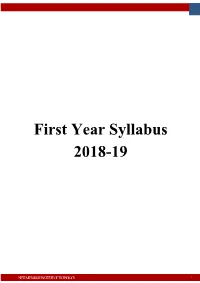First Year Syllabus 2018-19