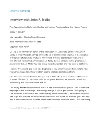Interview with John F. Melby