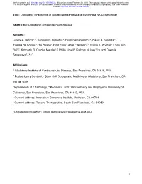 Oligogenic Inheritance of Congenital Heart Disease Involving a NKX2-5 Modifier