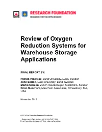 Review of Oxygen Reduction Systems for Warehouse Storage Applications