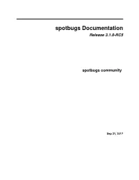 Spotbugs Documentation Release 3.1.0-RC5